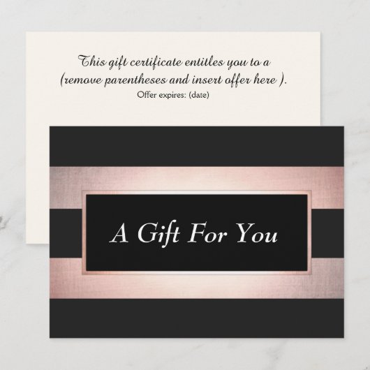 Elegant Roos Gold Black Salon Gift Certificate (Voorkant / Achterkant)
