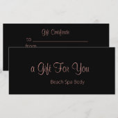 Elegant Roos Gold Black Salon Gift Certificate (Voorkant / Achterkant)