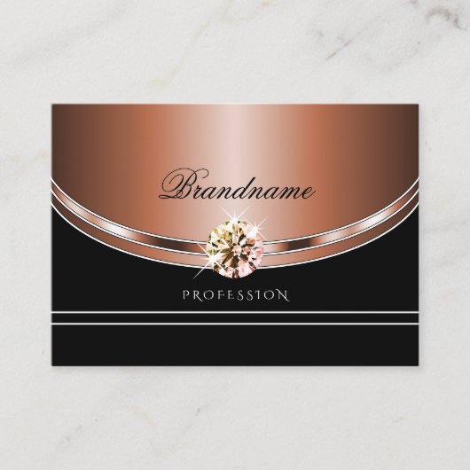 Elegant Roos Gold Black Sparking Faux Rhinestones Visitekaartje (Voorkant)