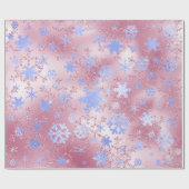 Elegant Roos Gold Blue-kerstsnowflake-patroon Cadeaupapier (Vlak)