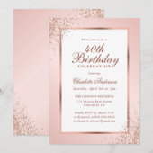 Elegant Roos Gold Blush Confetti 40e verjaardag Kaart (Voorkant / Achterkant)