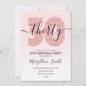 Elegant Roos Gold Blush Glitter 30e verjaardag Kaart (Voorkant)