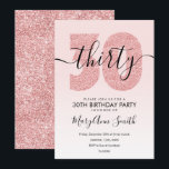 Elegant Roos Gold Blush Glitter 30e verjaardag Kaart<br><div class="desc">Elegant 30th Birthday Party Roos Gold Blush Glitter nodigde sjabloon uit. Geweldig voor 30ste verjaardagsfeestjes voor vrouwen.</div>
