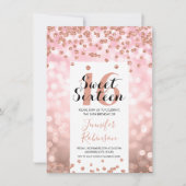 Elegant Roos Gold Blush Glitter Sweet 16 Kaart (Voorkant)
