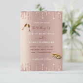 Elegant Roos Gold Blush Glitter Weddenschap Kaart (Staand voorkant)