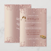 Elegant Roos Gold Blush Glitter Weddenschap Kaart (Voorkant / Achterkant)