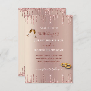 Elegant Roos Gold Blush Glitter Weddenschap Kaart