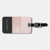 ELEGANT ROOS GOLD BLUSH PINK COPPER BLACK STRIPS BAGAGELABEL (Voorkant horizontaal)