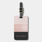 ELEGANT ROOS GOLD BLUSH PINK COPPER BLACK STRIPS BAGAGELABEL (Voorkant verticaal)
