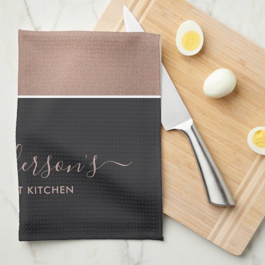 ELEGANT ROOS GOLD BLUSH PINK COPPER BLACK STRIPS THEEDOEK (Quarter Fold)