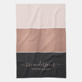 ELEGANT ROOS GOLD BLUSH PINK COPPER BLACK STRIPS THEEDOEK (Verticaal)