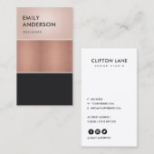 ELEGANT ROOS GOLD BLUSH PINK COPPER BLACK STRIPS VISITEKAARTJE (Voorkant / Achterkant)