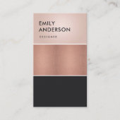 ELEGANT ROOS GOLD BLUSH PINK COPPER BLACK STRIPS VISITEKAARTJE (Voorkant)