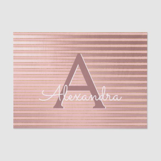 Elegant Roos Gold - Blush Pink Monogram Tissuepapier (Voorkant)