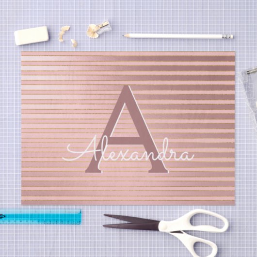 Elegant Roos Gold - Blush Pink Monogram Tissuepapier (Craft)