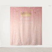 Elegant Roos Gold Blush Pink Quinceanera Foto Wandkleed (Voorkant)