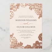 Elegant Roos Gold + Blush Pink Wedding Real Folie Uitnodiging (Voorkant)