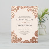 Elegant Roos Gold + Blush Pink Wedding Real Folie Uitnodiging (Staand Voorkant)