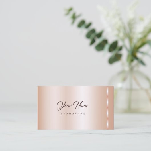 Elegant Roos Gold Blush Professioneel en Trendy Visitekaartje (Staand voorkant)