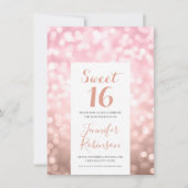 Elegant Roos Gold Blush Sweet 16 Kaart (Voorkant)