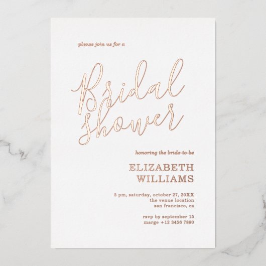 Elegant Roos Gold Boho Minimalistisch Vrijgezellen Folie Uitnodiging (Voorkant)