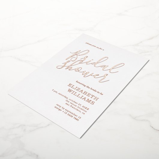 Elegant Roos Gold Boho Minimalistisch Vrijgezellen Folie Uitnodiging (Gedraaid)