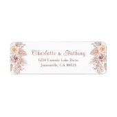 Elegant Roos Gold Boho Script Weddenschap Etiket (Voorkant)