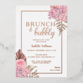 Elegant Roos Gold Boho Vrijgezellenfeest Folie Uitnodiging (Voorkant)