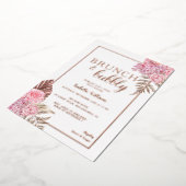 Elegant Roos Gold Boho Vrijgezellenfeest Folie Uitnodiging (Gedraaid)