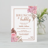 Elegant Roos Gold Boho Vrijgezellenfeest Folie Uitnodiging (Staand Voorkant)