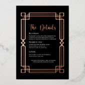 Elegant Roos Gold Border op Black Details Kaart (Voorkant)
