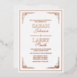 Elegant Roos Gold border Traditional Wedding Folie Uitnodiging
