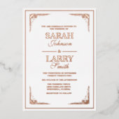 Elegant Roos Gold border Traditional Wedding Folie Uitnodiging (Voorkant)
