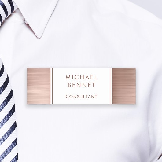 Elegant Roos Gold Bored Metallic Business Naamplaatje