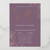 Elegant Roos Gold Botanical De bruiloft van Folie Uitnodiging (Voorkant)