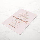 Elegant Roos Gold Brunch & Bubble Vrijgezellenfees Folie Uitnodiging (Gedraaid)