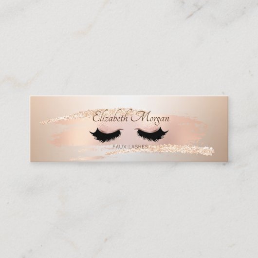 Elegant Roos Gold Brush Stroke, Faux Lashes Mini Visitekaartje (Voorkant)