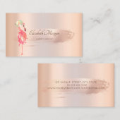 Elegant Roos Gold Brush Stroke, Flamingos Business Visitekaartje (Voorkant / Achterkant)