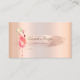 Elegant Roos Gold Brush Stroke, Flamingos Business Visitekaartje