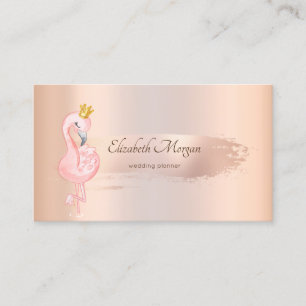 Elegant Roos Gold Brush Stroke, Flamingos Visitekaartje