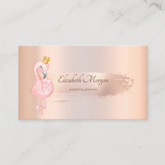 Elegant Roos Gold Brush Stroke, Flamingos Visitekaartje (Voorkant)