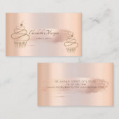 Elegant Roos Gold Brush Stroke, Gold Cupcakes Visitekaartje (Voorkant / Achterkant)