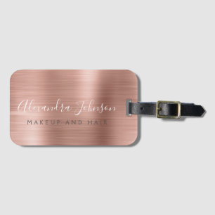 Elegant Roos Gold Brushed Metal Monogram Naam Bagagelabel