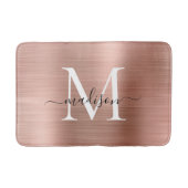 Elegant Roos Gold Brushed Metal Monogram Script Badmat (Voorkant)