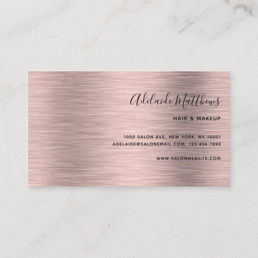 Elegant Roos Gold Brushed Metallic monogram Naam Visitekaartje (Achterkant)