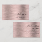 Elegant Roos Gold Brushed Metallic monogram Naam Visitekaartje (Voorkant / Achterkant)