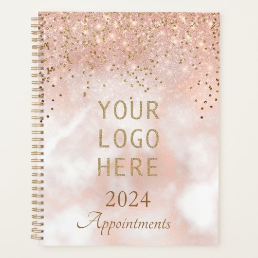 Elegant Roos Gold Business Logo Benoeming Book Planner (Voorkant)