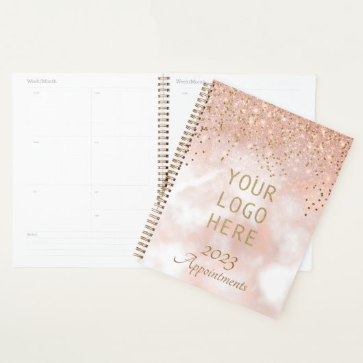 Elegant Roos Gold Business Logo Benoeming Book Planner (Display)