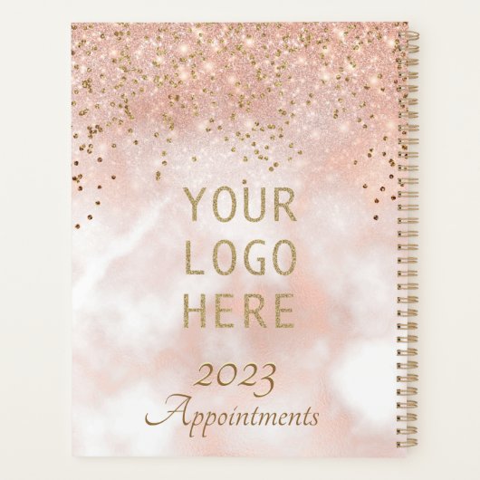 Elegant Roos Gold Business Logo Benoeming Book Planner (Achterkant)