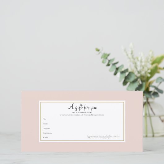 Elegant Roos Gold Cadeaubon (Staand voorkant)